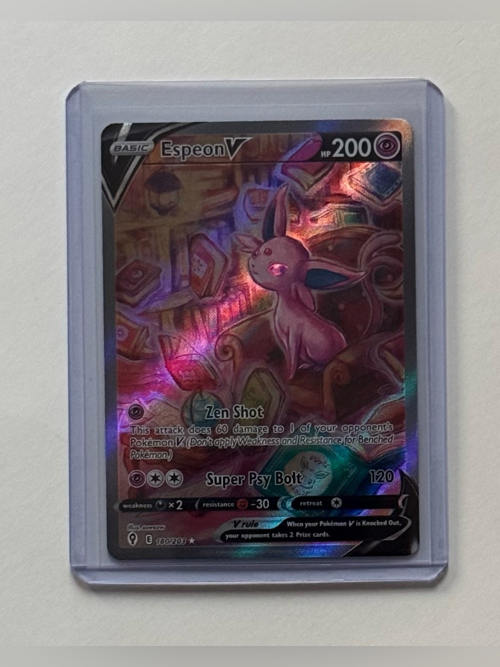 Pokemon Evolving Skies Espeon V Alt Art Holo 180/203 SWSH07 Fan Art Custom Card